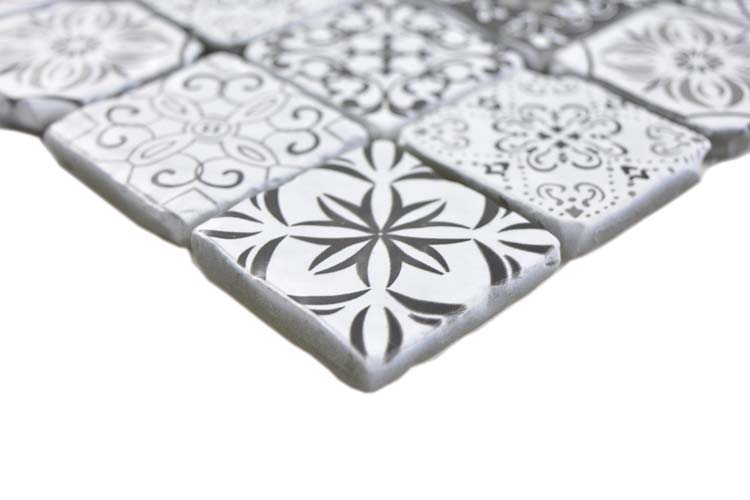 Mozaïek antic patchwork zwart/wit small 30 x 30 cm