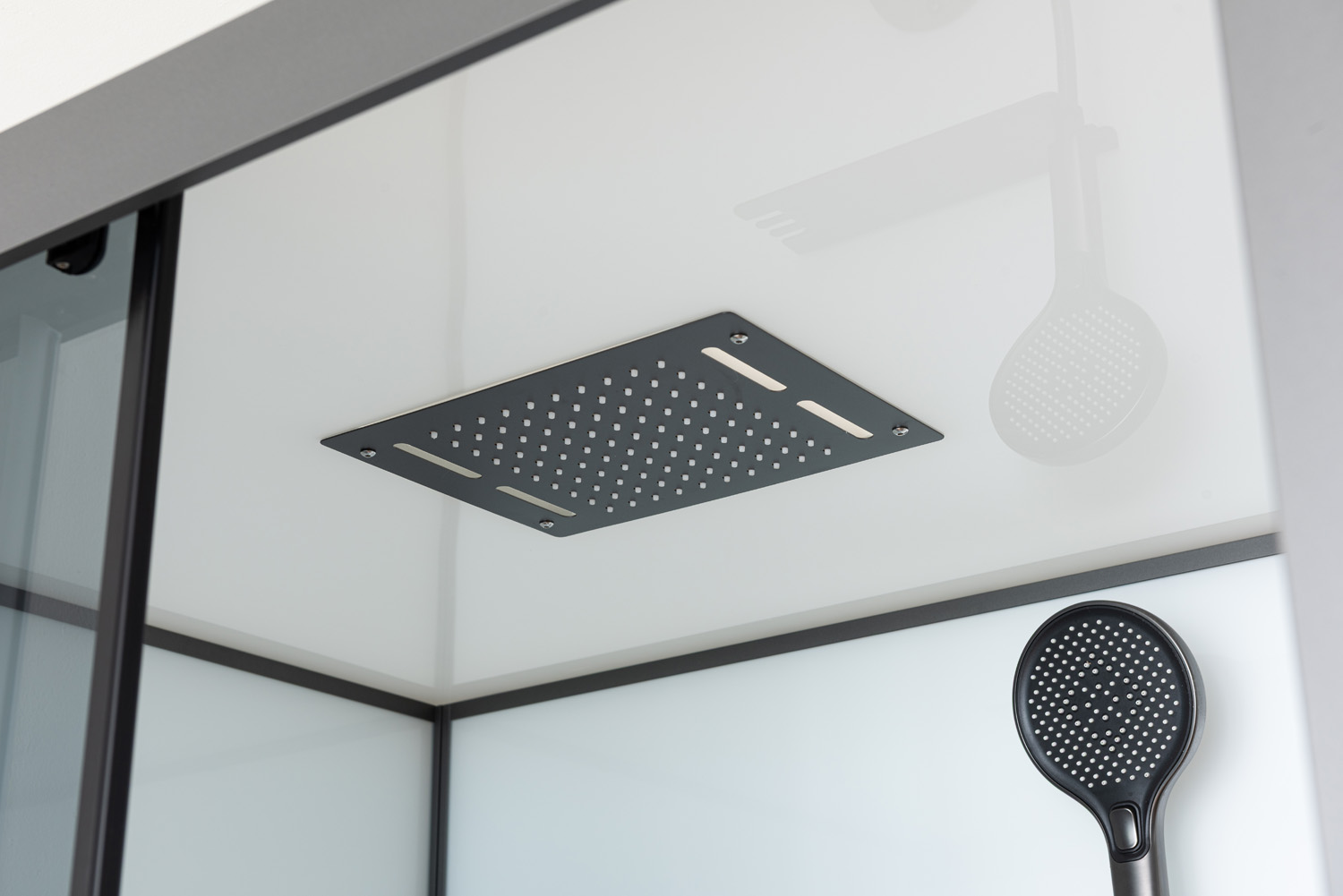Cabine de douche Amani gauche/droite gunmetal verre gris porte coulissante 90x115x215cm