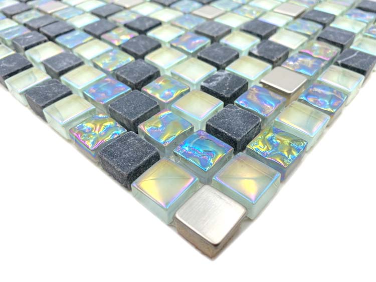 Mozaïek glas mix steen grijs 30,5 x 32,2 cm