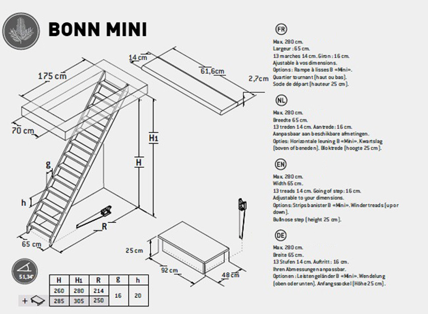 Molenaarstrap Bonn mini 280x65cm