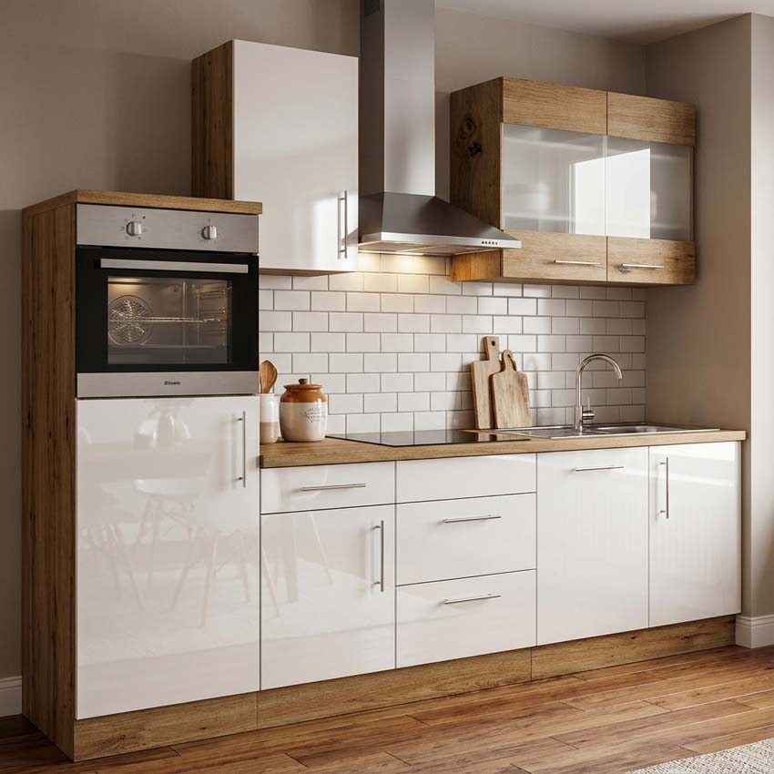 Keuken Maren wit/houtlook 280cm - zonder toestellen