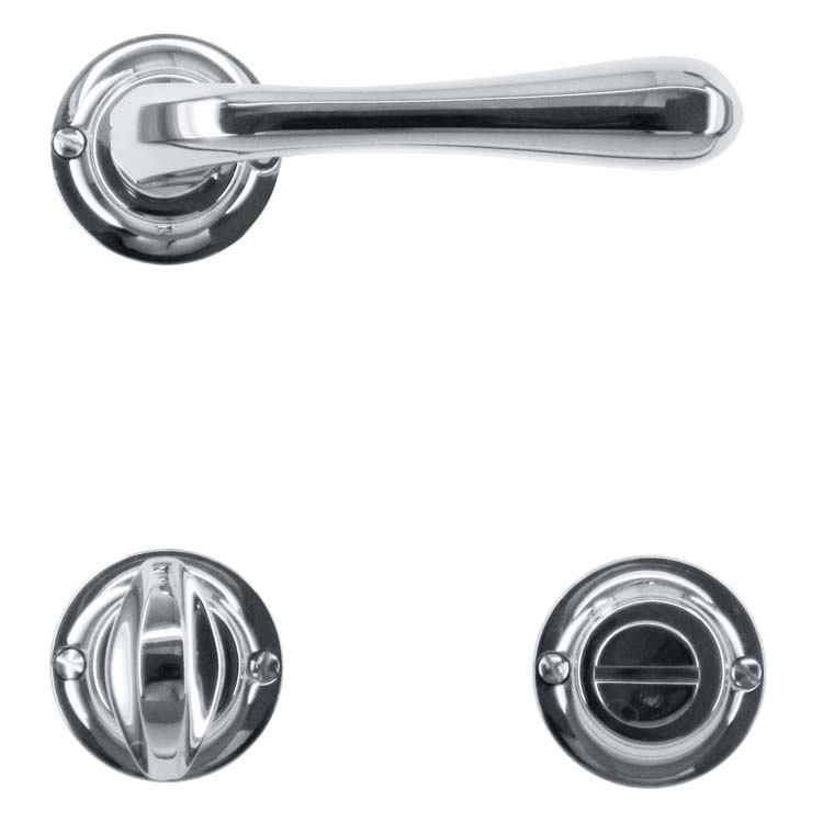 Poignée de porte alassio nickelé avec serrure toilette