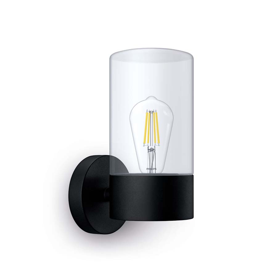 Wandlamp buiten - zwart - 27x16,5x12cm - E27 - 1x25W - IP44 - excl. lamp