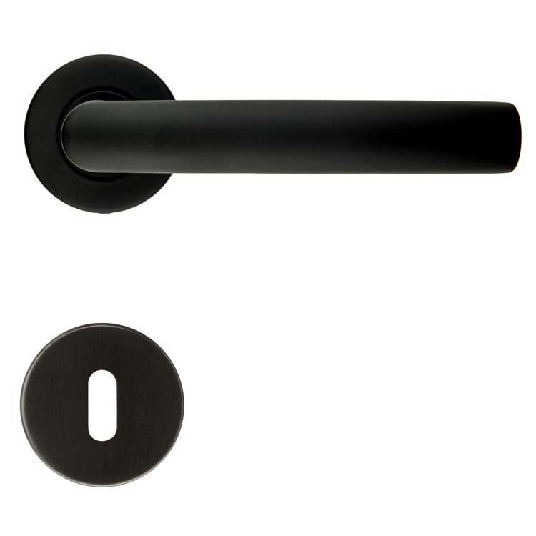 Poignée de porte pro ovale c noir rosace barbe