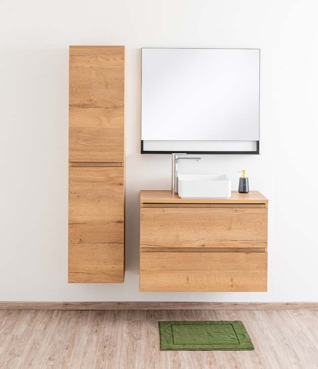 Badmeubel Daria eik goudbruin 900 mm opbouwtablet melamine
