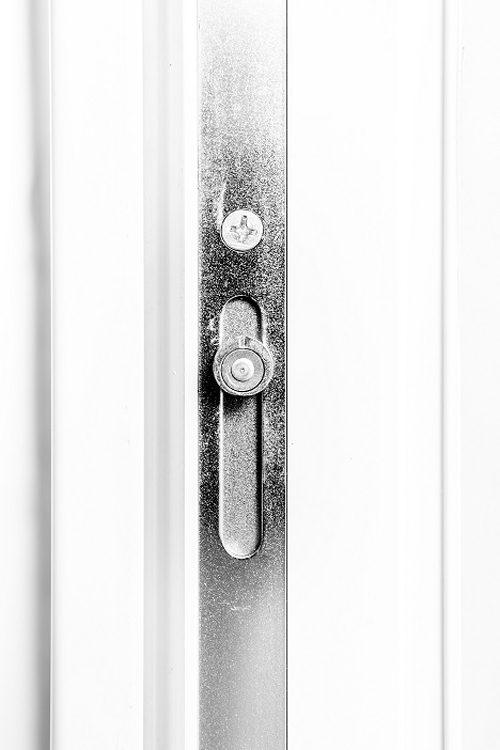 Buitendeur glas met 2 klare lijnen PVC wit L 980x2180mm