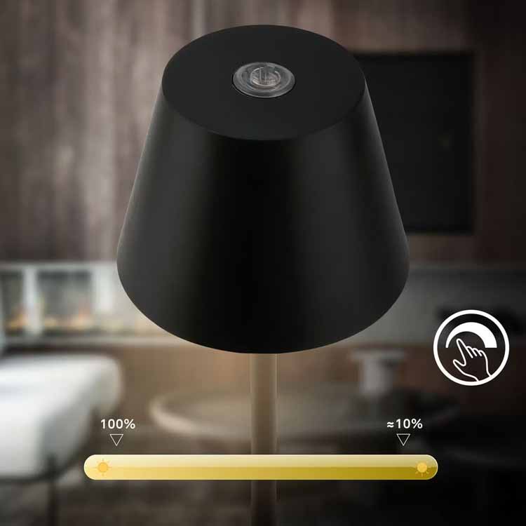 Lampe de table Salori - noir - 14.2cm - dimmable - LED - 2.1W - 2700K - IP44 - USB
