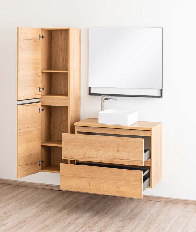 Badmeubel Daria eik goudbruin 900 mm opbouwtablet melamine