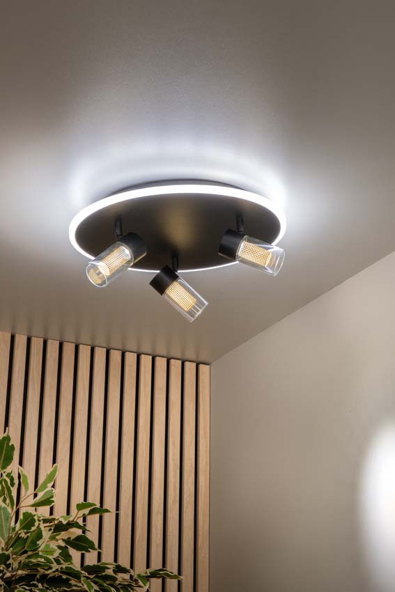 Lucide Essential Everina - Plafonnier - Ø40cm - LED dimmable - CCT - 2200K/6500K - Noir