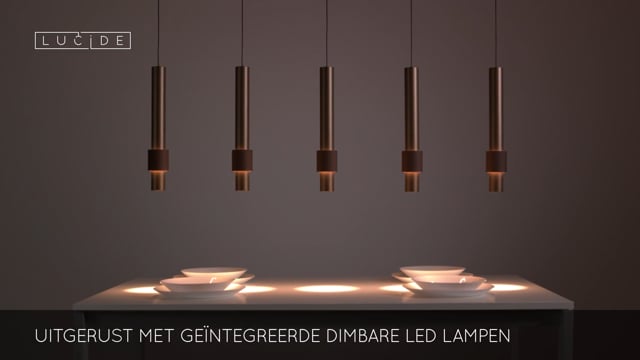 Lucide MARGARY - Hanglamp - LED Dimb. - 5x4,2W 2700K - Koffie Lucide MARGARY - Hanglamp - LED Dimb. - 5x4,2W 2700K - Koffie