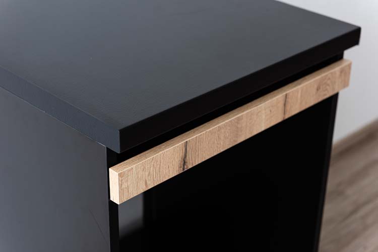 Armoire de cuisine Plenti meuble bas pour four, noir/aspect bois, 60x78cm