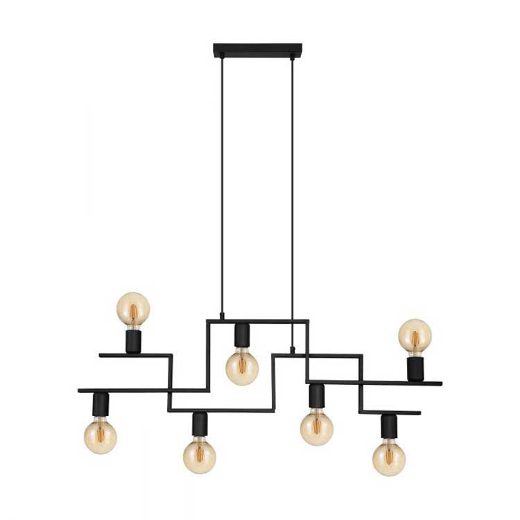 Luminaire suspendue noir 7 spots l100.5cm excl lampe LED possible