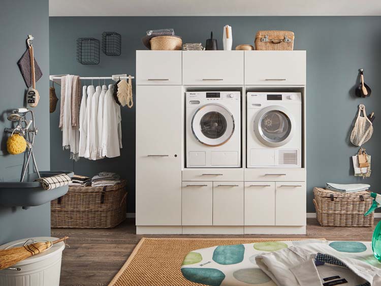 Meuble pour buanderie Decowash set 15 blanc 185x67,5x200cm