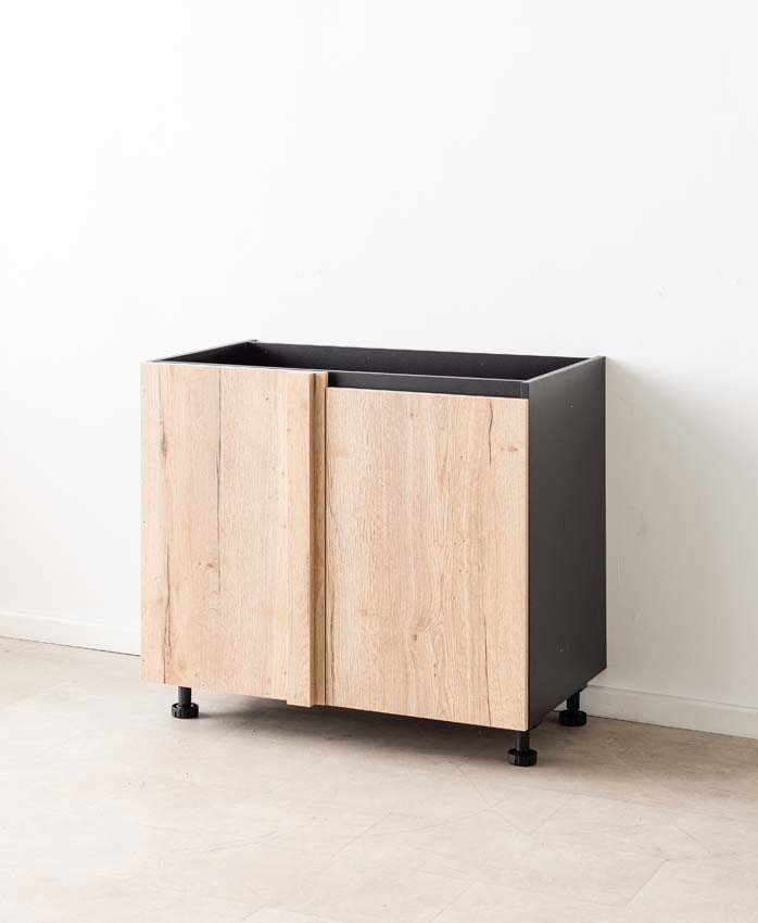 Armoire de cuisine d'angle Plenti chêne/noir 112cm gauche