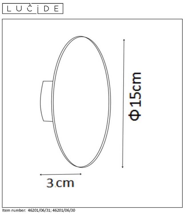 Lucide EKLYPS LED - Applique murale - Ø 15 cm - LED - 1x6W 3000K - Blanc