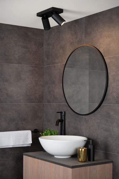 Plafonnier - noir - 2xGU10 - 5W - IP44