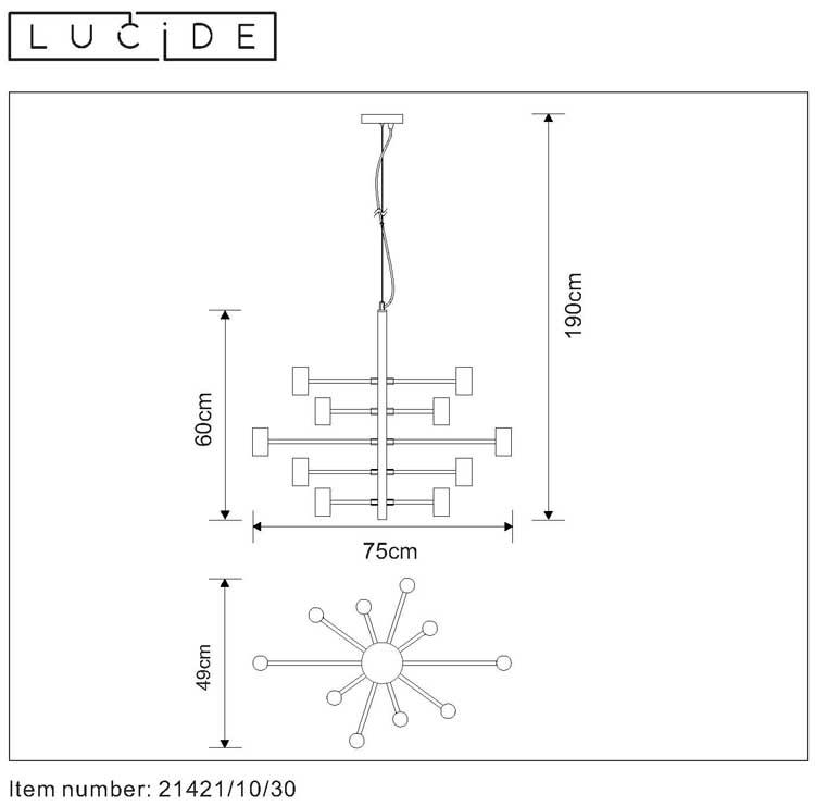 Lucide LEANNE - Hanglamp - Ø 65 cm - E27 - Zwart