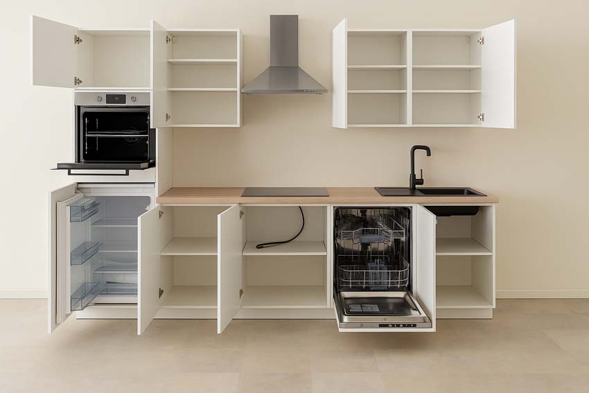 Keuken Plenti 280 cm - oven boven - zonder toestellen - wit/hout