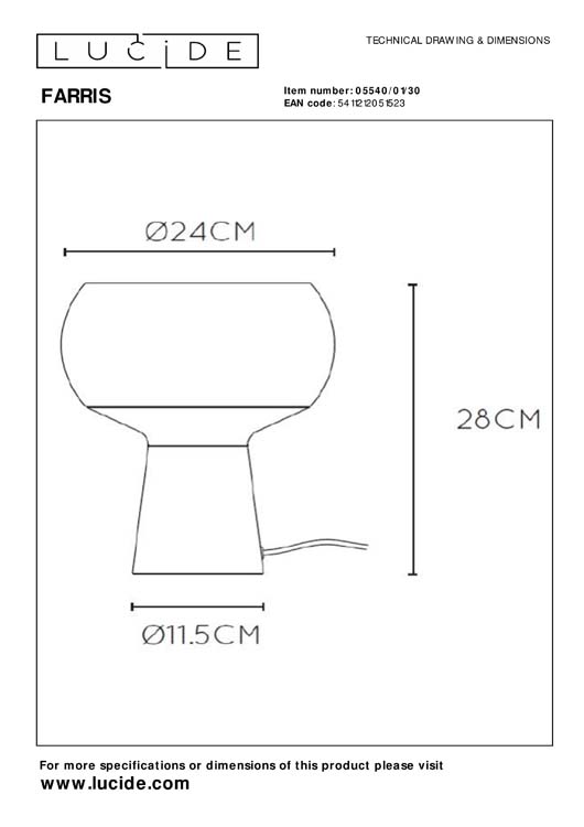 Tafellamp - zwart/glas - E27 - 25W