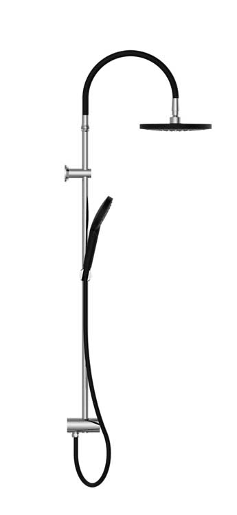 Set de douche avec douche principale Fons chrome/noir Set de douche avec douche principale Fons chrome/noir