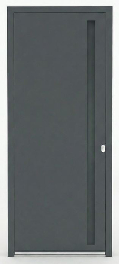 Porte extérieure Evora avec poignée intégrée aluminium anthracite 960x2180mm poussant à gauche