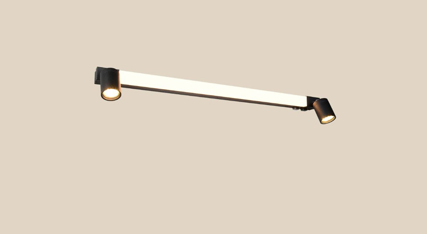 Applique murale - noire - 90x18x6cm - LED + GU10 - 1x9W + 2x max. 5W - 2300/3000/4000K - IP44