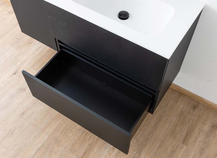 Meuble salle de bain Puro noir mat 800mm lavabo mat