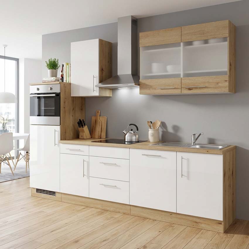 Keuken Maren wit/houtlook 280cm - zonder toestellen