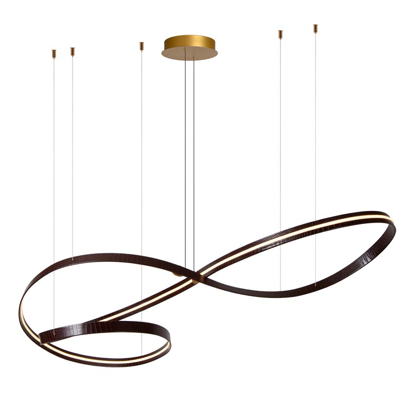 Lucide Premium Slalom - Hanglamp - LED Dimbaar - CCT - 1x80W 2200K/4000K - Koffie