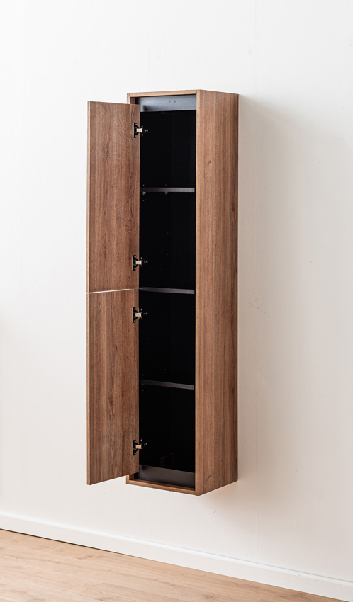 Armoire colonne Toledo chêne/noir suspendue 160x35x30cm