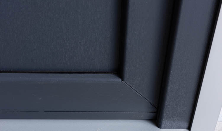 Porte extérieure 4 carrés PVC verre mat anthracite/blanc 980x2180mm ouvrant à gauche