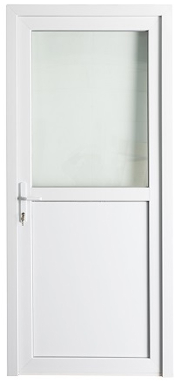 Porte extérieure semi-vitrée PVC triple verre clair blanc 980x2180mm ouvrant à gauche