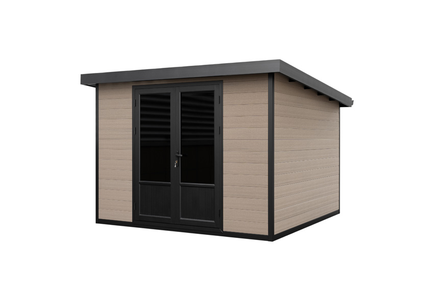 Tuinhuis Yana L WPC stone grey/sandstone 290x290cm dubbele deur
