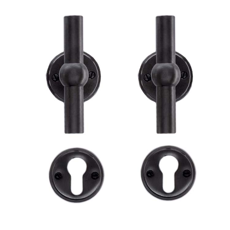 Deurkruk grado T+T carbon zwart cilinderrozet