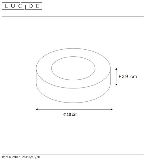 Plafonnier - noir - rond - dimmable - Ø17,5cm - LED - 11W - IP44