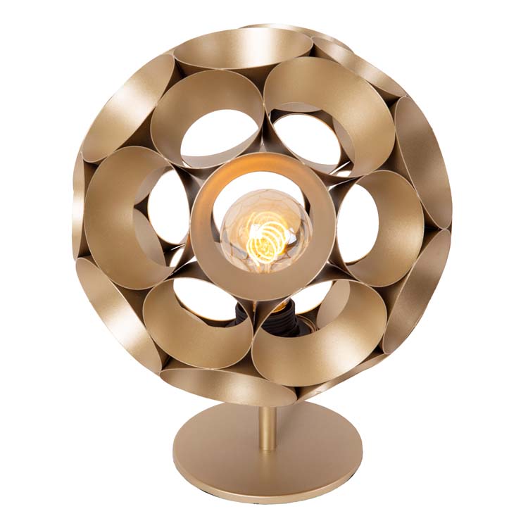 Lucide HANNELORE - Tafellamp - Ø 25 cm - 1xE27 - Mat Goud / Messing