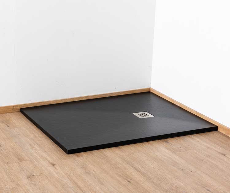 Douchebak Minimalism composiet met gelcoat zwart 120x90cm