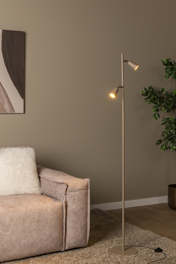 Lucide Essential Tiana - Vloerlamp - 2xGU10 (MR16) - Taupe