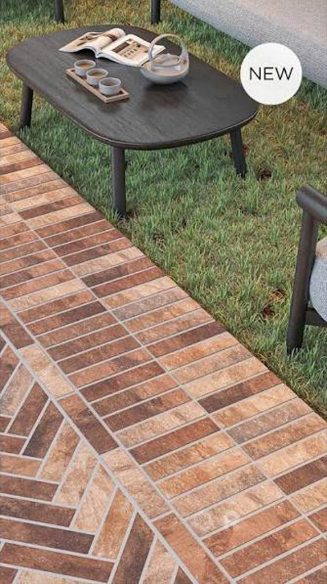 Carrelage de sol et mural Brickstone ambre mat 6x25cm