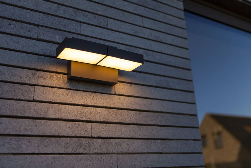 Wandlamp buiten - donkergrijs - 12x15,1x10,8cm - LED - 1x13W - 3000/4000K - IP65