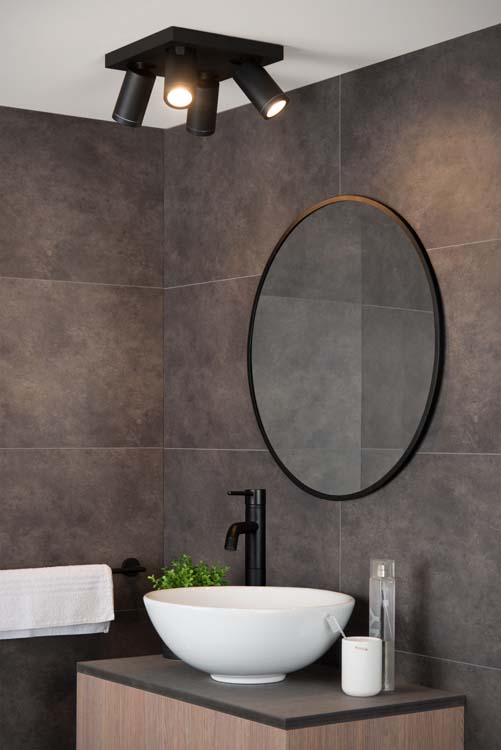 Plafondlamp - zwart - 4xGU10 - 5W - IP44