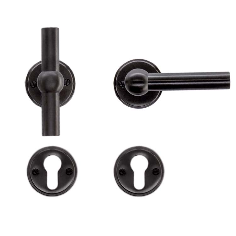 Deurkruk grado T+L carbon zwart cilinderrozet