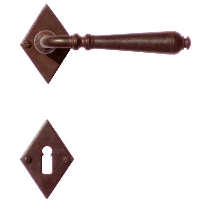Poignée de porte pro bergamo rouille carreau rosace barbe
