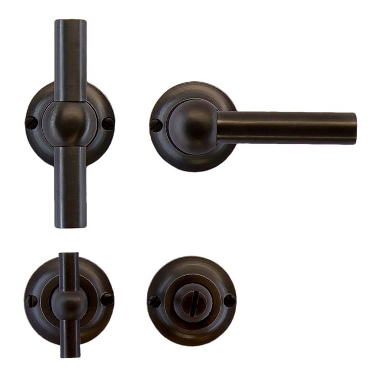 Poignée porte pro pienza nouv T+L carbon noir + serrure wc