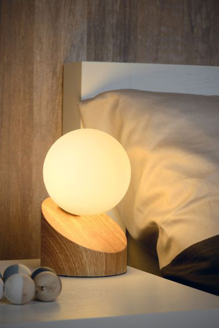 Lampe de table - bois clair - Ø10cm - G9 - 33W - boule