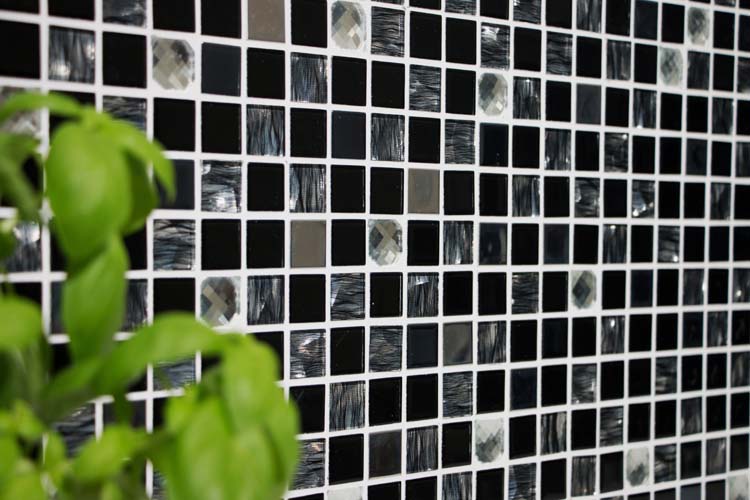 Mosaïque Crystal Verre noir brillant 30x30cm