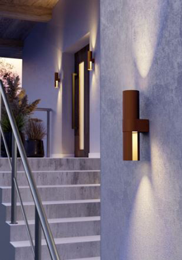 Applique murale - brun rouille - 8x11x32cm - LED - 1x7W - 2700/4000/6500K - 800lm - IP65