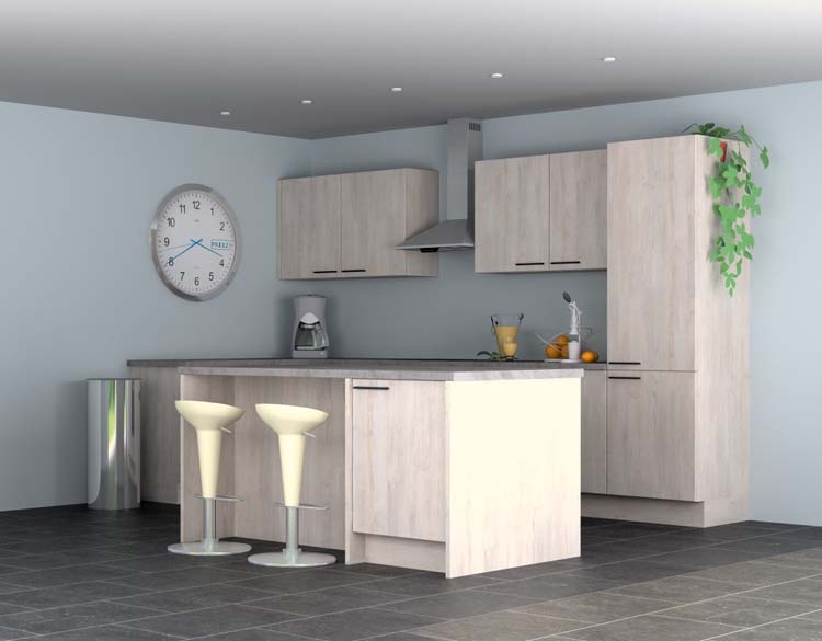 Îlot de cuisine Premium 2 décor 189cm - pré-monté