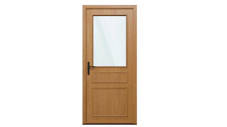 Porte extérieure bois semi-vitrée Taag meranti naturel verre clair 980x2180mm ouvrant à gauche