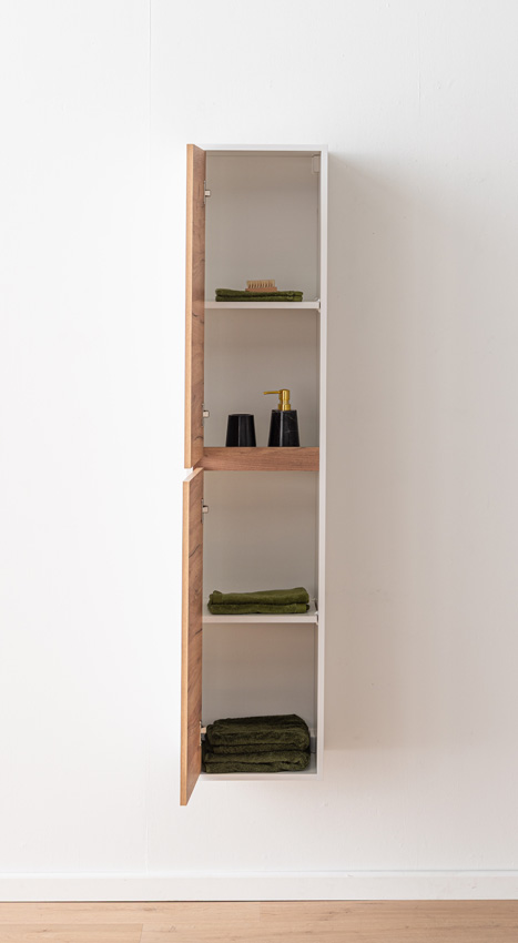 Kolomkast Treviso eik/wit hangend 160x35x30cm